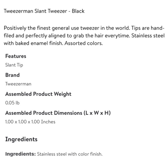 TWEEZERMAN Stainless Steel Slant Tip Tweezer, Hand File Tool Midnight Sky Black - Picture 3 of 6